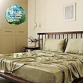 Weddingly Certified 100% Eucalyptus Tencel Lyocell Queen Sheets|4 Piece Set|Sateen Weave|True Carbon Zero|Gentle to Skin|Genuity Tags Included|Natural Sheen|Body Temp Regulation (Sage Green)