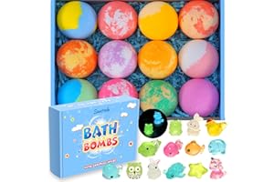 SANTRELA Bath Bombs for Kids with Toys Inside - 12 Pcs Handmade Bubble Bath Fizzies Bomb with Glow-in-The-Dark Surprise Toys Inside, Ideal Gift for Easter Eggs Stuffers Birthday Christmas