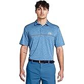 Under Armour Playoff 3.0 Striped Stretch Golf Polo Loose Fit (US, Alpha, Medium, Regular, Regular, Photon Blue/Nova Orange 406)