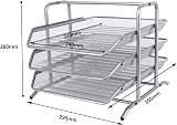 EasyPAG 3 Tier A4 Mesh In Tray Desk Tidy File Holder Silver view 4