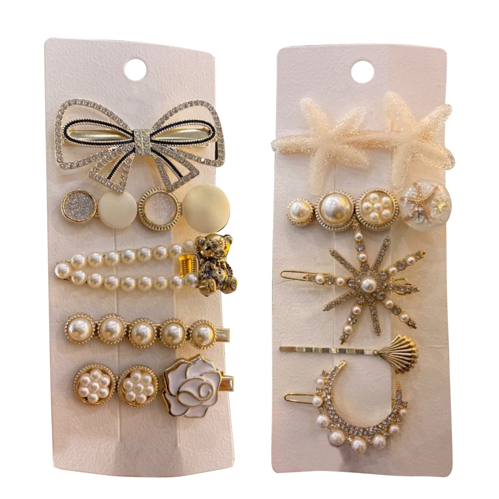 Pearls Hairpin, 10pcs Hair Clips Set, Hand Crafted Women Hair Clips Set, Decorative Hair Clip Set for Daily Travel Party