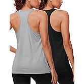 MAGCOMSEN Women's Workout Tank Tops 2 Pack Racerback Tank Quick Dry Athletic Yoga Running Top SPF 80+ Sleeveless Shirt