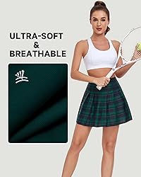 Green Plaid Pleated Skirt for Girl Womens Tennis