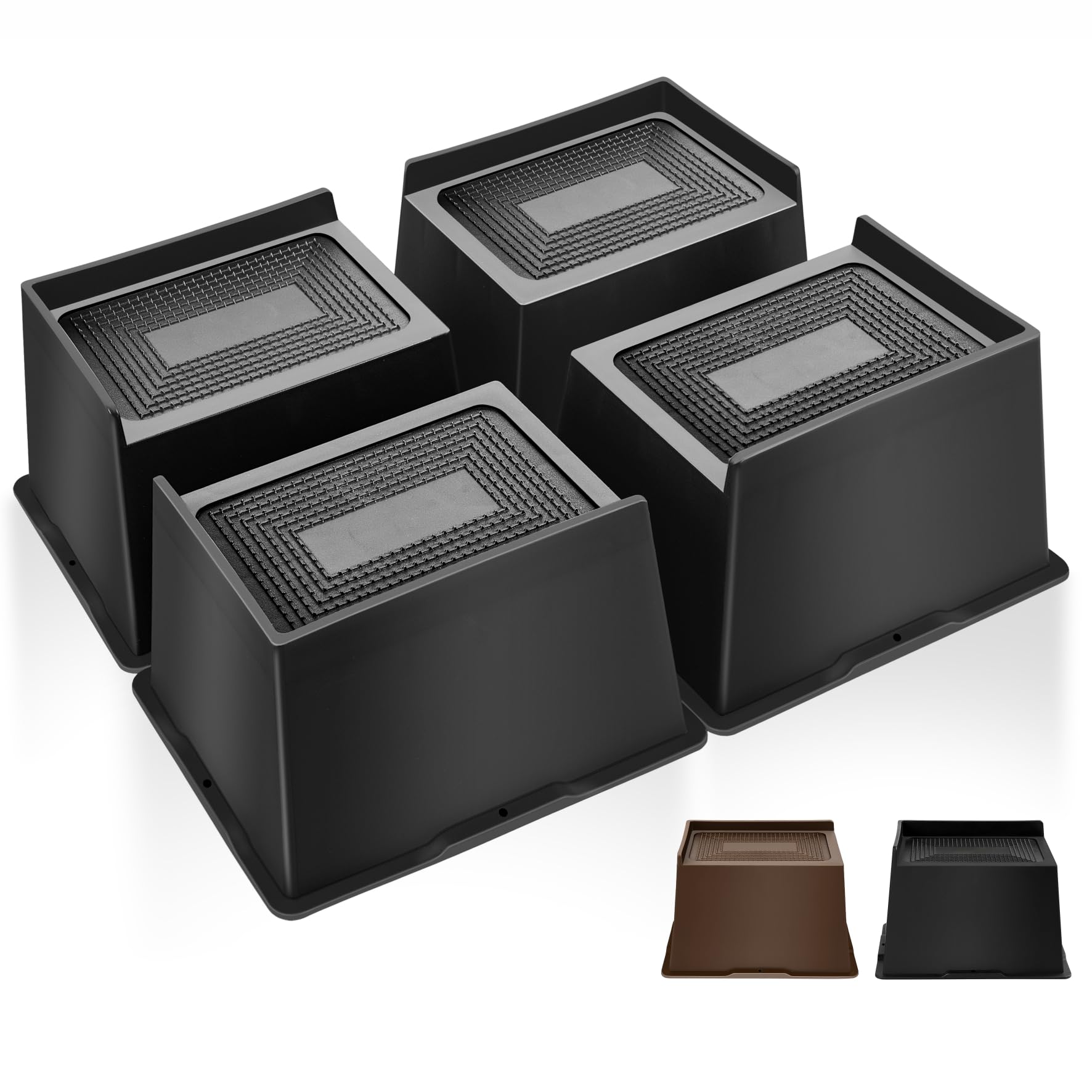 MixDora Bed Risers 5 Inch Oversized Heavy Duty Furniture Risers Rectangular L-Shape Anti-Slip Sofa Risers for Couches Table Chair 4 Pack Black (4 Pack, 5 Inch)