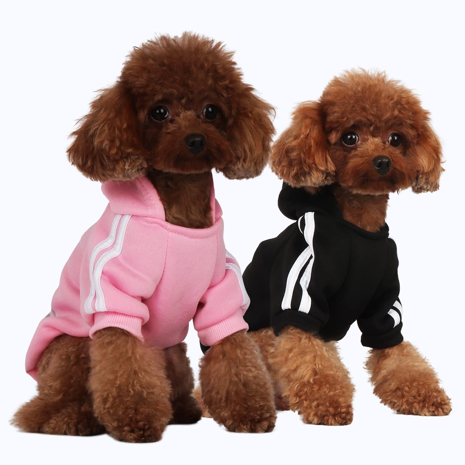 Dog Sweatshirt Hoodie 2 Pack Pet Puppy Sweaters for Small Dogs Girl Boy Chihuahua Doggie Clothes Outfit Apparel Cats Clothing Coats (Black/Pink, Large)