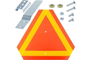 GUSUHAWK Slow Moving Vehicle Triangle with Mounting Bracket Kit for Golf Cart Farm Vehicles, Includes 1 Triangle Sign, 1 Tractor Bracket, 1 Sign Bracket, 4 Nuts and 4 Bolts