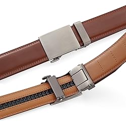 guvoosm Men's Belt Ratchet Leather Dress Suit