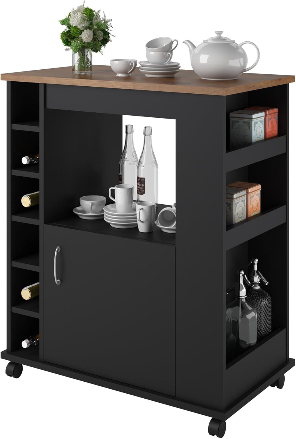 Ameriwood Home Williams Kitchen Cart, Black - Kitchen Islands & Carts