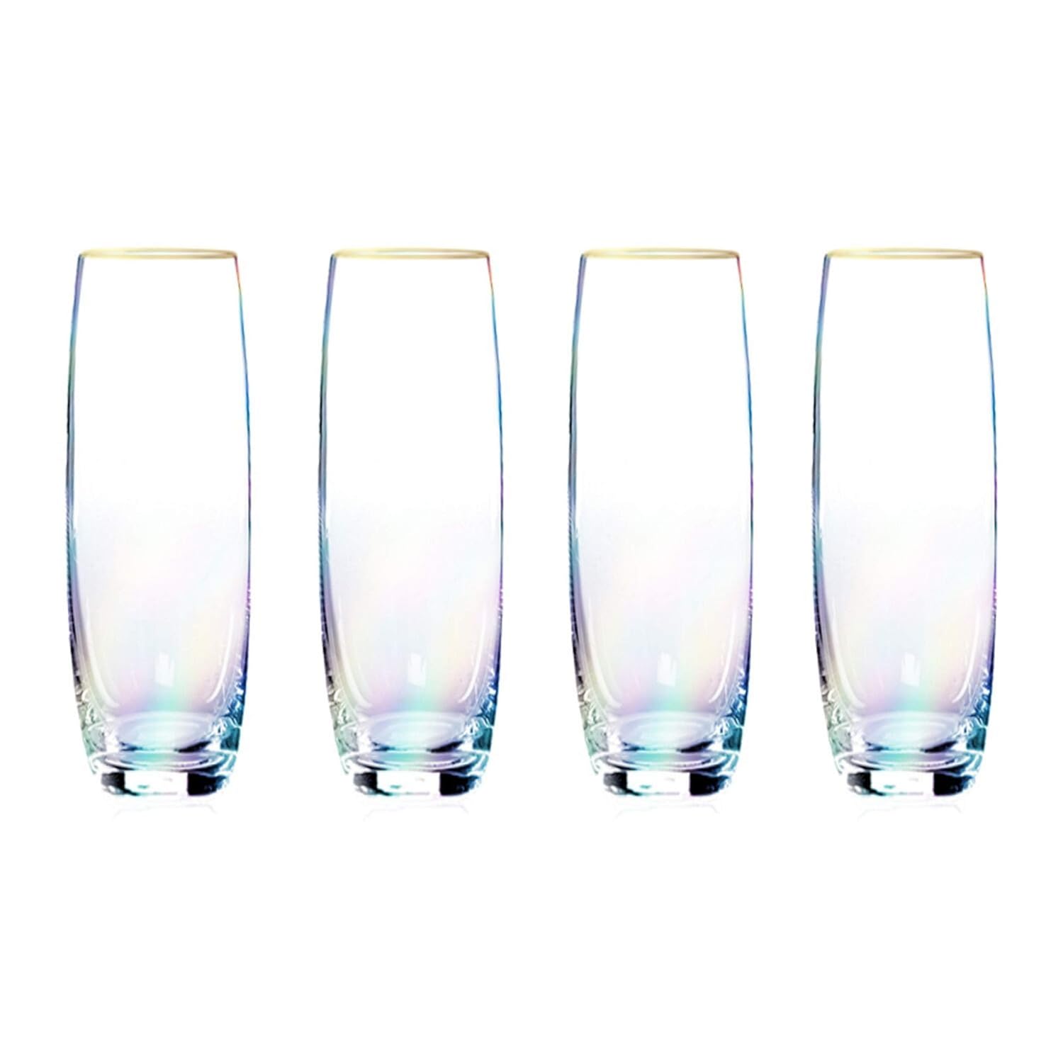 Root7 Rainbow Stemless Prosecco Glass Set Tinted Borosilicate Drinking Glasses, Suitable for