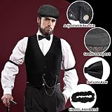 Okabay 17PCS 1920s Gatsby Mens Costume Set Vest Hat Crutches Pocket Watch Tie view 5