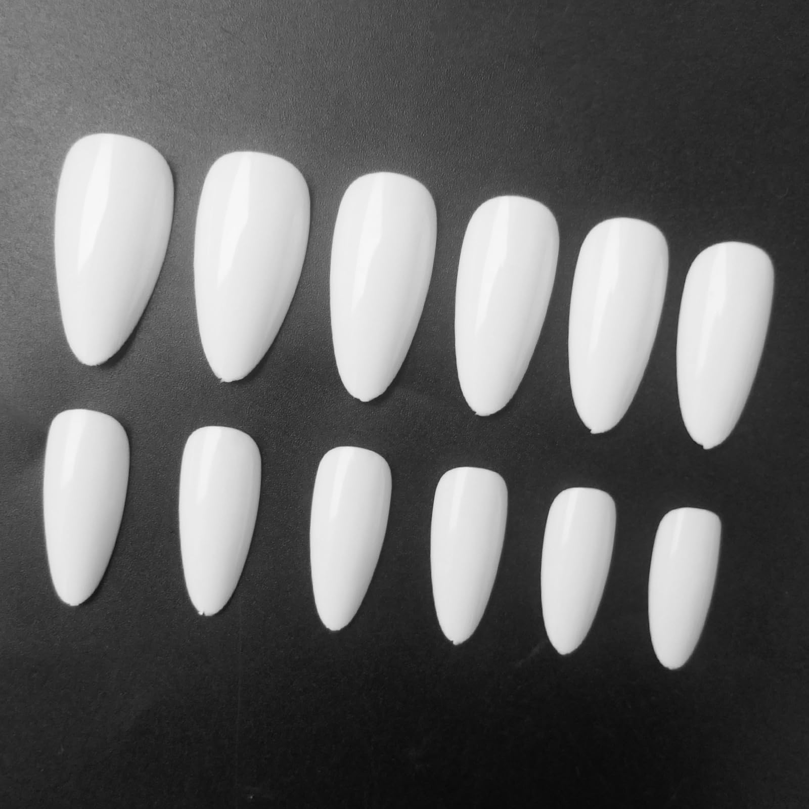 LoveOurHome 240pc Short Almond White Press on Nails Colored Fake Nail Tips Full Cover Artificial Fingernail French Stiletto Manicure with Adhesive Tabs for Women Girls Kids - Image 7