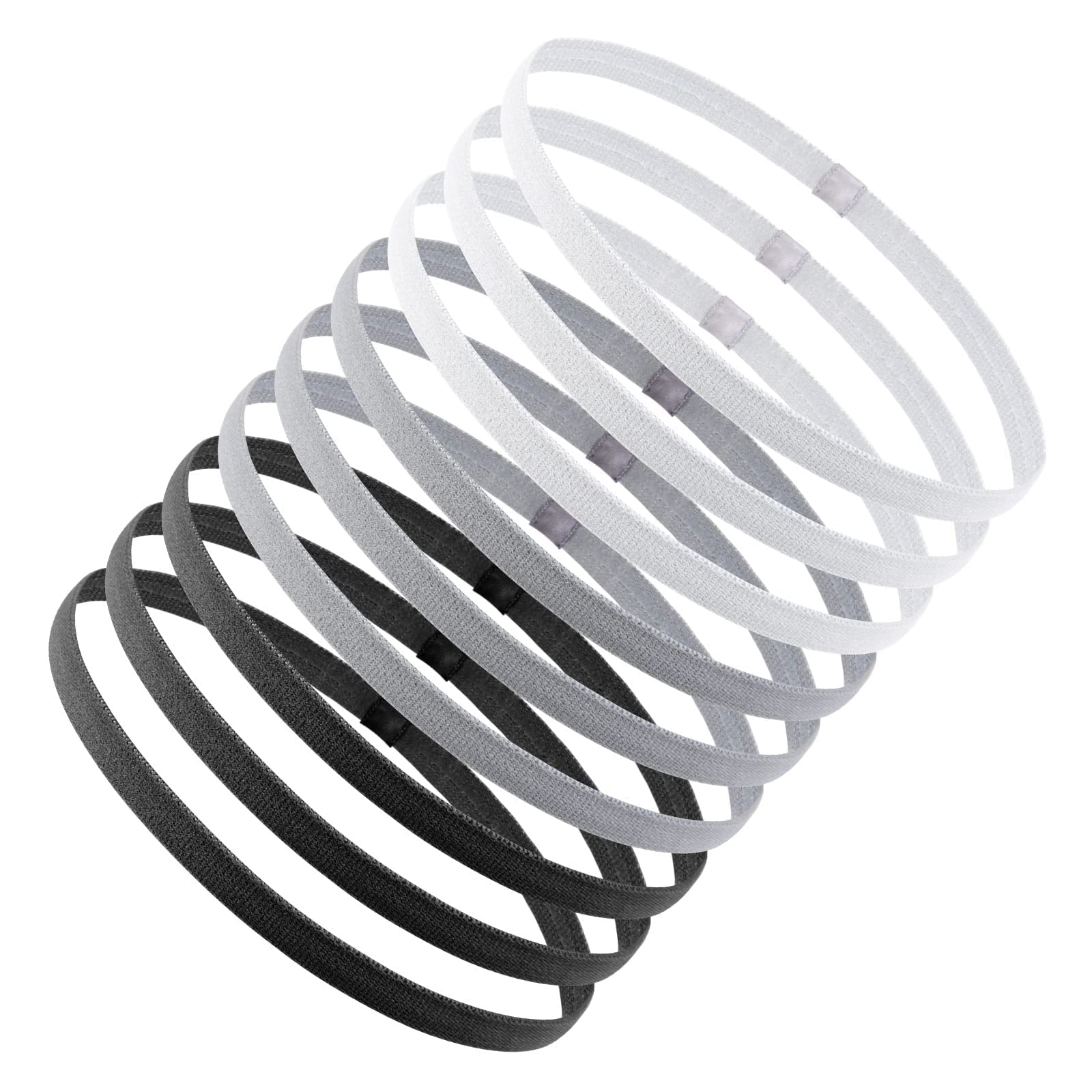 URAQT Sport Headbands, 9 Pcs Elastic Non-Slip Silicone Running Headband, Slim Sport Hairband for Women and Mens, Exercise Sweat Bands Athletic Head Bands for Running Gym Football Yoga