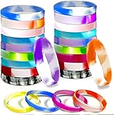 BOUBONI 24 Pcs Gradient Color Silicone Bracelets Bulk Blank Color Rubber Wristbands for Men Women Teen Party Gifts