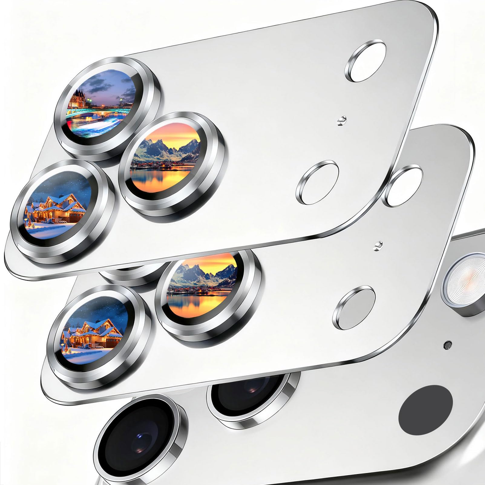 SiHPuoy 2 Pack Camera Lens Protector for iPhone 17 Pro Accessories, Metal Aluminum Alloy Tempered Glass Camera Protector, [Military Grade Shatterproof] [Case Friendly] -Silver