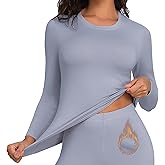 DHSO Long Sleeve Thermal Shirt For Women Fleece Lined Undershirt - Soft Warm Base Layer Tops Cold Weather