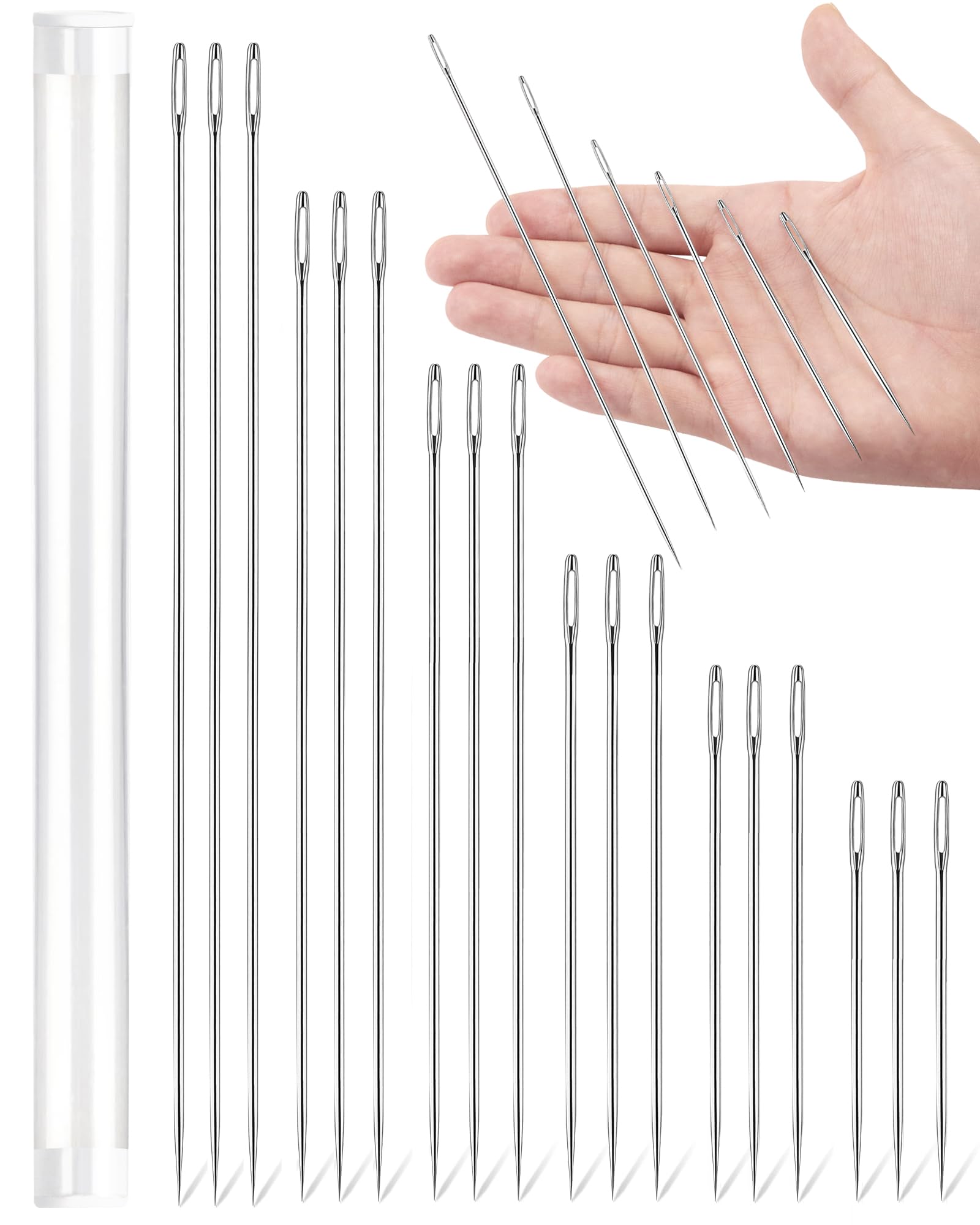 Photo 1 of 18PCS FIVEIZERO 3"/3.5"/4"/5"/6"/7" Professional Upholstery Needles – Large Sewing Needles, Long Needle for Upholstery and Crafting Project, Big Needle for Leather Repair Stitching and Large Task