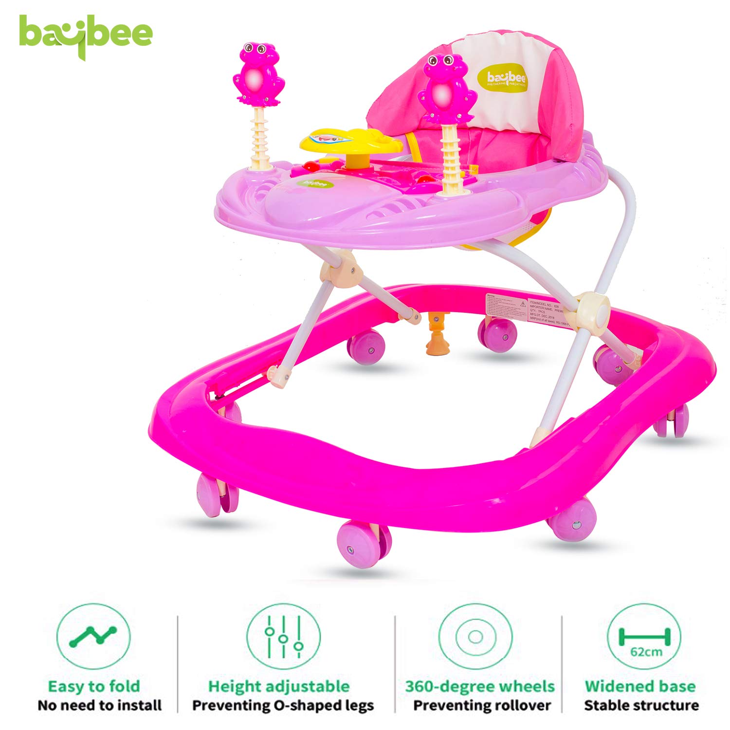 Buy BAYBEE Smart Witty Plastic Round Baby Walker with Adjustable Height