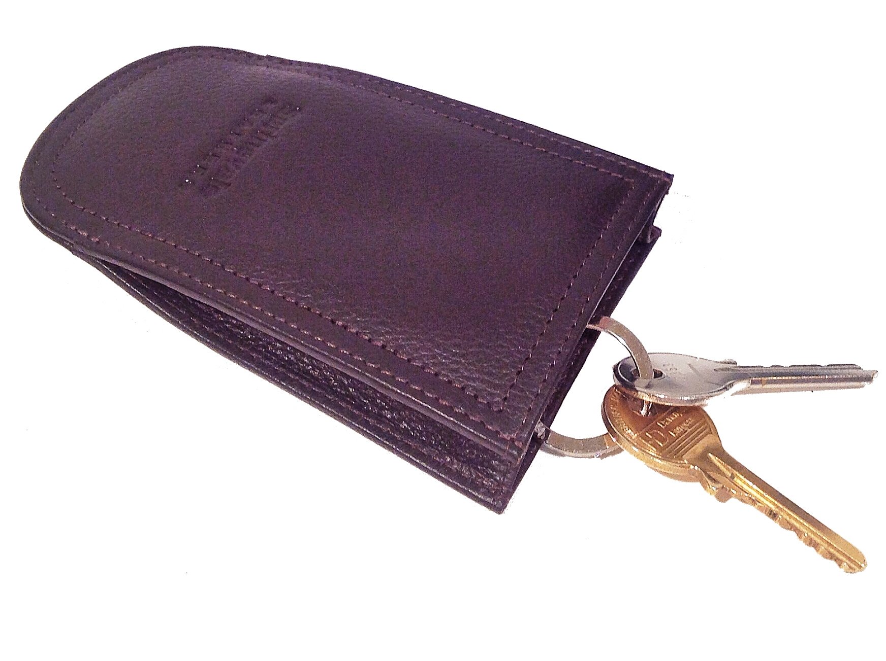Springvale Real Bovine Leather Bell Key Case - Key ring holder case cover (Dark Brown)