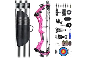 PANDARUS Compound Bow Set 15-45lbs for Pull Beginner and Teens Right Handed Adjustable 18"-29" Draw Length, 320 FPS Speed, Hunting Bow Archery Set New 2024