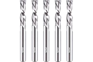 SpeTool 5PCS Down Cut Spiral Router Bits Set,1/4 Inch Shank 1/4 Inch Cutting Diameter 1 Inch Cutting Length,Solid Carbide CNC