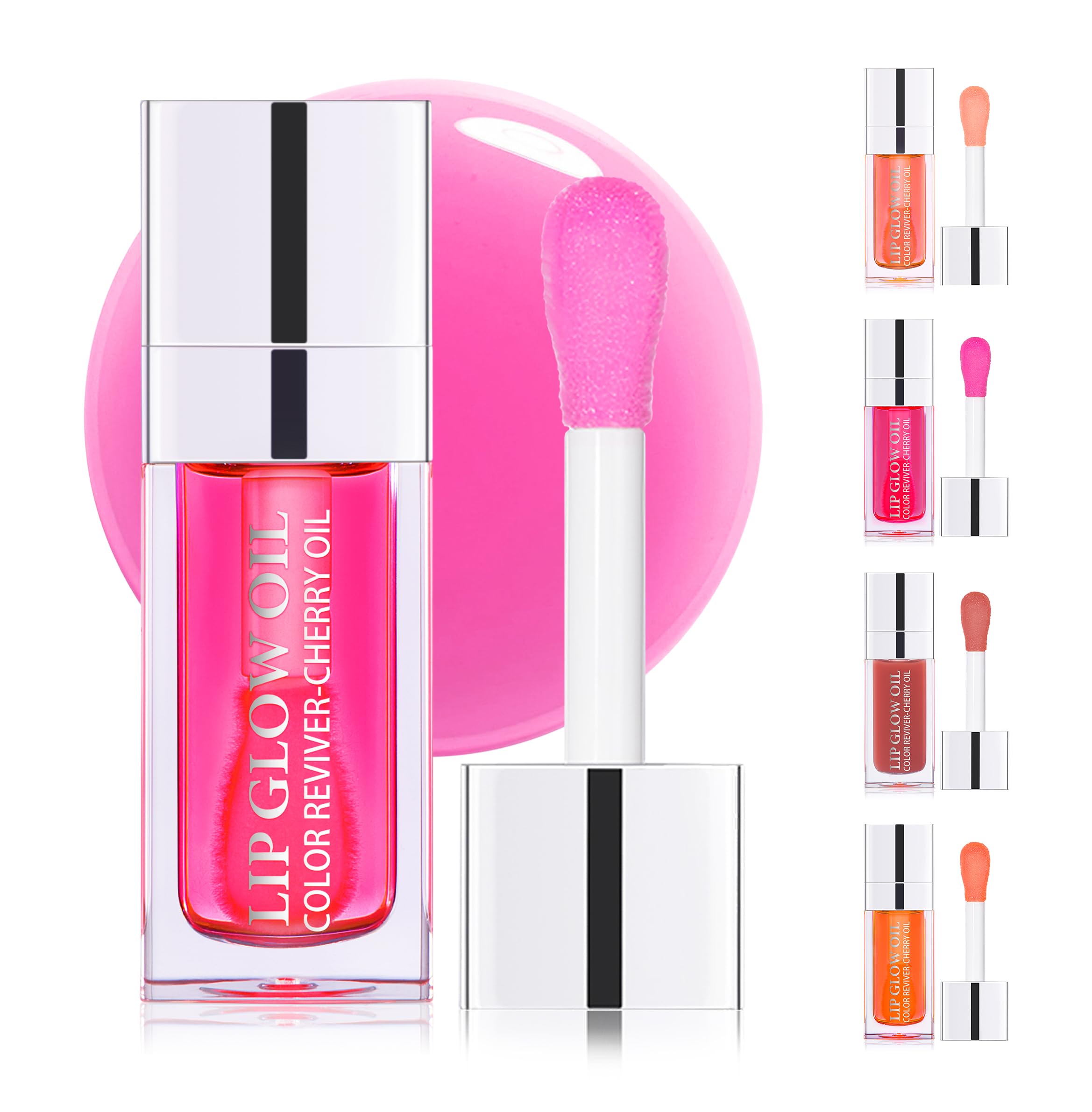 FEIMINI Hydrating Lip Glow Oil, Moisturizing Lip Oil Gloss Transparent Plumping Lip Oil Tinted for Lip Care and Dry Lips - Raspberry