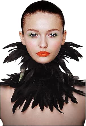 Scialle Gotico In Piume Naturali L'VOW - Collare Vittoriano Per Halloween E Carnevale - Foto 10