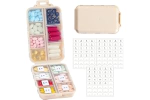 Travel Pill Organizer, 14 Grids Medicine Organizer with Labels, Weekly Pill Box Container 2 Times a Day Am Pm Small Medicine 
