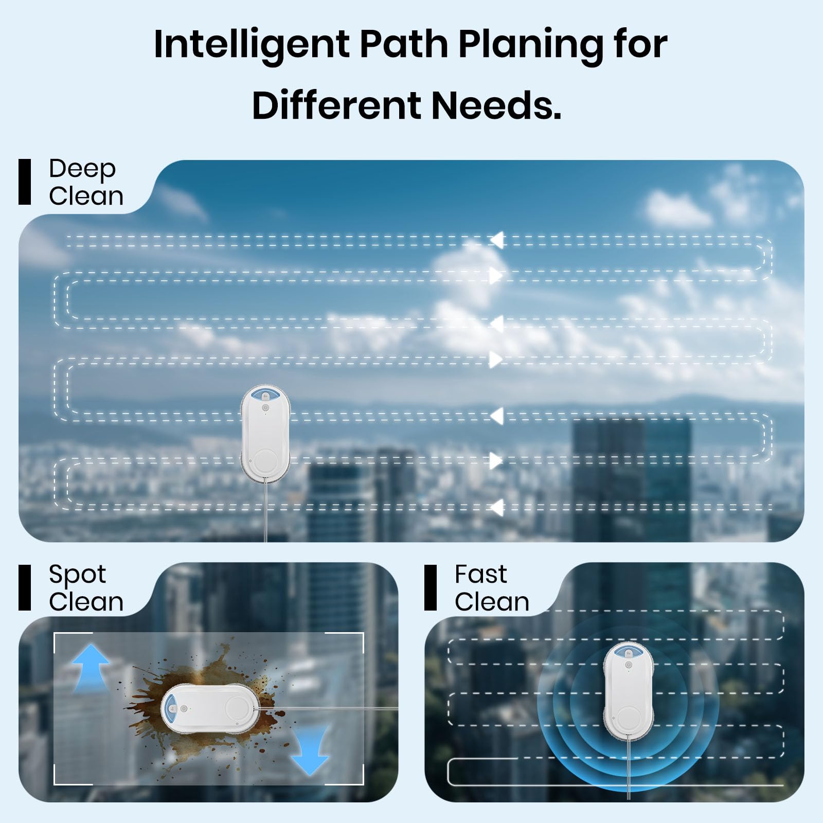 KKI Robot de limpieza de ventanas, robot limpiador de ventanas automático, pulverización dual, máx. 3200 Pa, planificación de ruta AI y detección de bordes, control remoto para ventanas de gran altura, puerta de vidrio, 10 paños, X3 (blanco)
