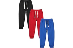 Resinta 3/4 Pack Toddler and Boys Fleece Lined Sweatpants Cotton Youth Jogger Pants Kids Pants with Pockets Drawstring
