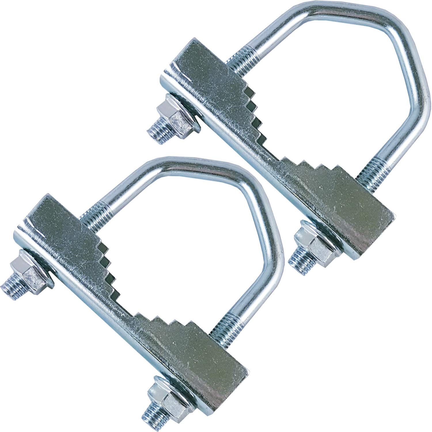 2x Heavy Duty Jaw V-Bolts -up to 2โ Aerial Pole/Mast- Steel Construction For Outdoor Use, U-Bolt Clamp, Satellite, Sat, Pipe, Bracket, Fixing, Mount, Wall, Roof