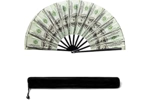 ZVLINMVAM 13IN Dollar Large Popping Hand Fan for Line Dancing Clacking Premium Silk Boots On The Ground Hand Fan Chinese Rave Fan for Women Dancer Drag Queen Anyone in Pride Month Party Beach EDM