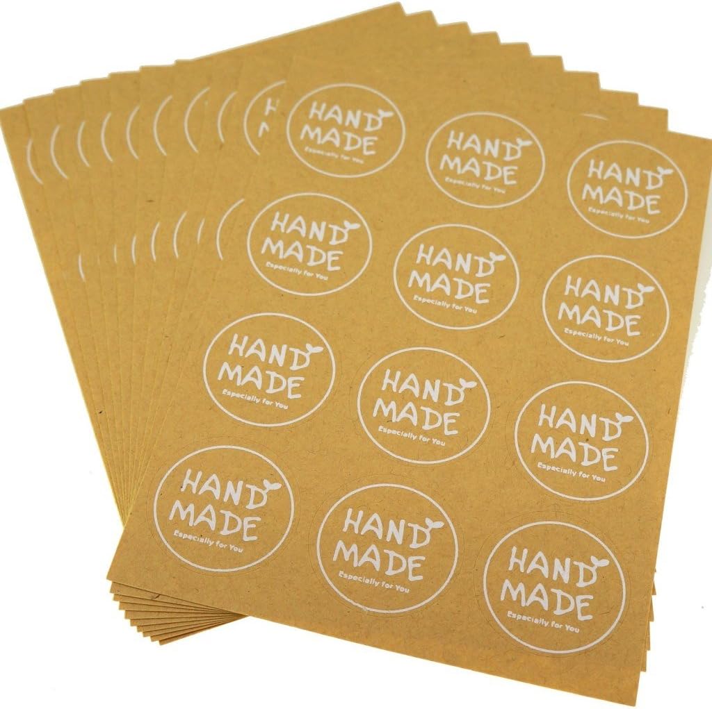 Seal Sticker - "Hand Made" Brown Round Stickers (Pack of 120)