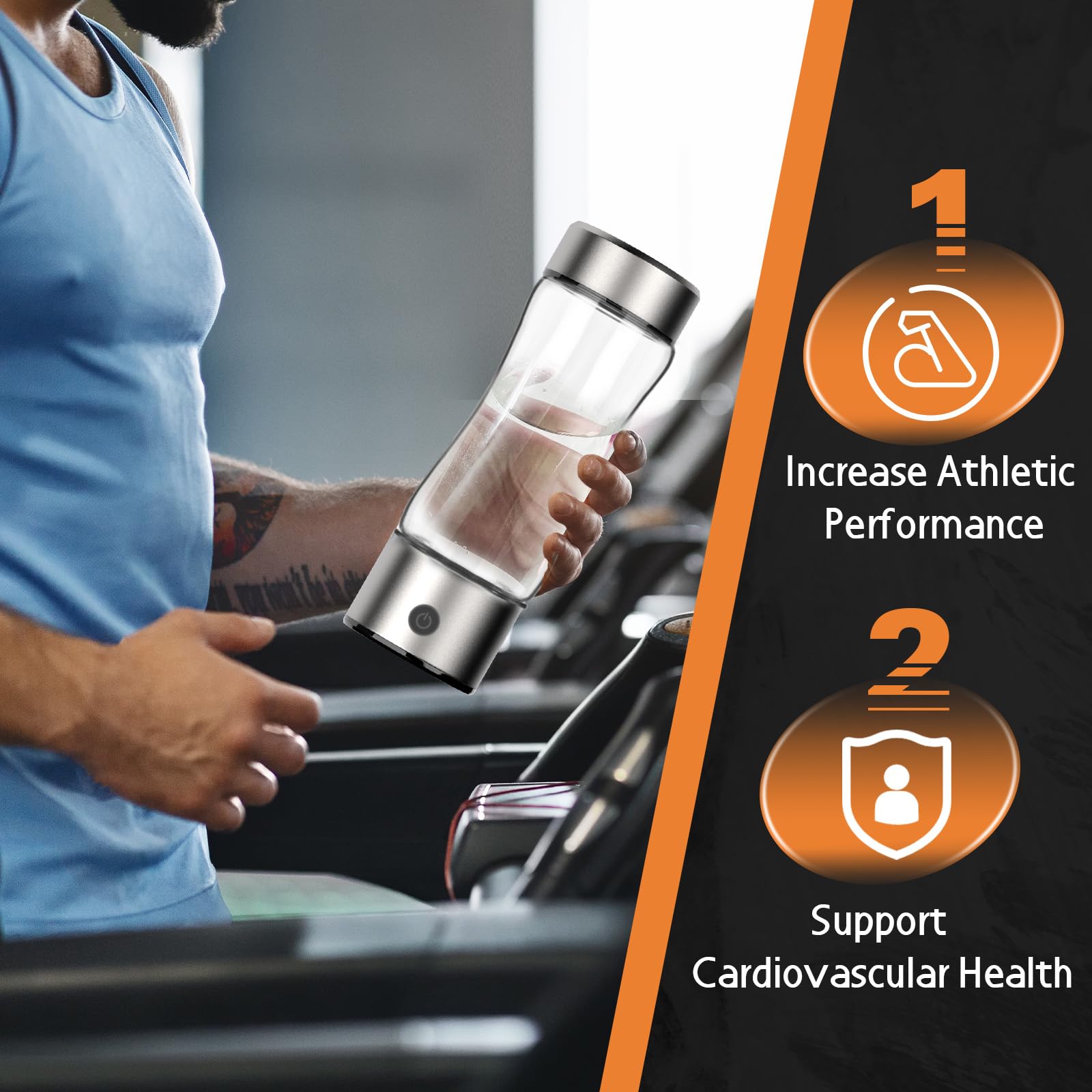 Hydrogen Water Bottle Generator, Portable Rechargeable aquahealth Hydrogen Water, Hydrogen Water Ionizer Machine, with SPE/PEM Technology, for Home Office Travel Fitness Drinking (Clear)