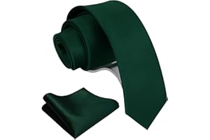 GUSLESON 2.4" Slim Necktie and Handkerchief Set For Men Solid Skinny Tie Set