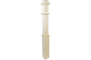 ASCENSION STAIR PARTS 960 - Wood Box Newel - 48" Plain Style Stair Newel Post with Pedestal, Square Newel Post for Staircase, Elegant Sleeve Design, Durable & Customizable for Wood Stairs (Poplar)
