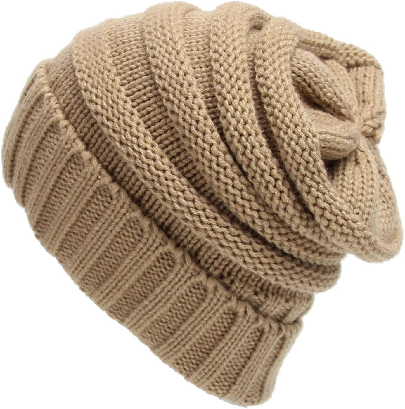knitted hat with bun hole