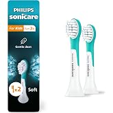 Philips Sonicare for Kids Replacement Brush Heads, 2-Pack, 6 Month Supply | Gentle Cleaning for Kids 3+, Soft Bristles, Contoured Bristle Profile, Up To 62,000 Bristle Movements/Min, HX6032/94