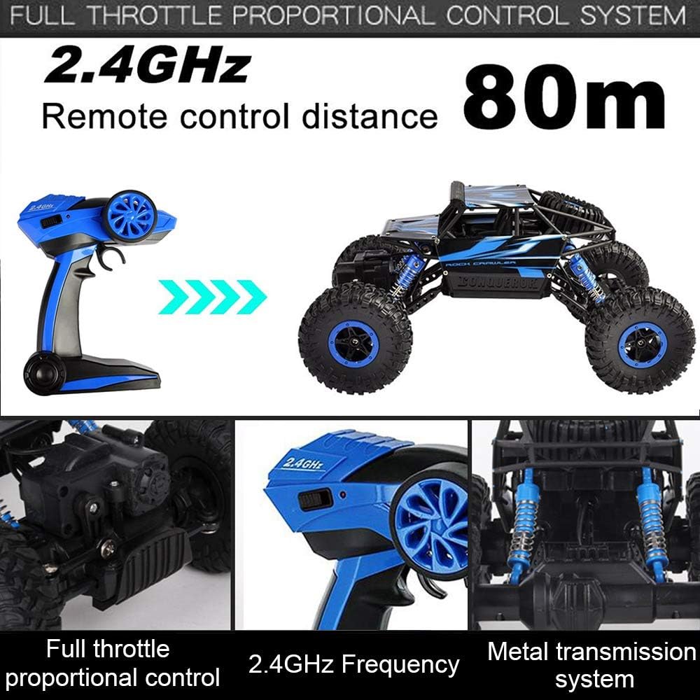 SZJJX RC Cars Off-Road Remote Control Car Trucks Vehicle 2.4Ghz 4WD Powerful 1: 18 Racing Climbing Cars Radio Electric Rock Crawler Buggy Hobby Toy for Kids Gift-Blue: Toys & Games