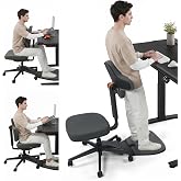 Newtral Standing Desk Chair, Ergonomic Standing Mate Chair Stool with 167&deg; Adjustable Flip Backrest, Multi-Position Sit-Stand-Lean Office Chair, Anti-Fatigue Design, MT-L-DG