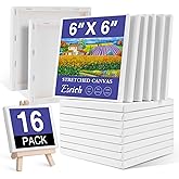 ESRICH Small Stretched Canvas for Painting 6x6 inch, 2/5''Profile Art Primed 16 Pack Canvases for Painting, Cotton Small Professional Blank Paint Canvas for Kids and Art Supplies, for Acrylics, Oils.