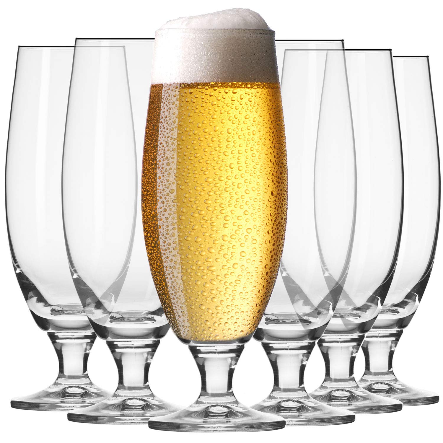 Krosno Goblet Craft Beer Glasses 0.5 Liter | Set of 6 | 500 ml | Elite Collection | Perfect for Home, Restaurants and Parties | Dishwasher Safe | Lead-Free Crystal Glass