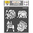 CrafTreat Reusable Indian Motif Stencils for Painting on Wood, Wall, Tile, Canvas, Paper, Fabric and Floor - Indian Motifs 2-6x6 Inches - DIY Art and Craft Stencils - Indian Stencil