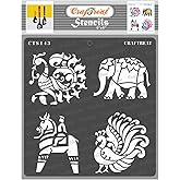 CrafTreat Reusable Indian Motif Stencils for Painting on Wood, Wall, Tile, Canvas, Paper, Fabric and Floor - Indian Motifs 2-6x6 Inches - DIY Art and Craft Stencils - Indian Stencil
