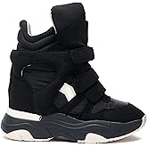 YRRXERSS Wedge Sneakers for Women Suede Tennis Shoes Hidden Heel Platform Wedges Round Toe Strappy High Top Sneakers Comfy Casual Walking Shoes