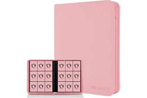 FONWILL 9 Pocket Card Binder, Premium Zip Trading Card Binder, 360 Double Sided Pocket PU Collection Binder, Collector Album, Card Folder for MTG, TCG, Sports Cards, (Pink)