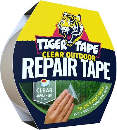 Tiger Tape Clear Waterproof Repair Tape 48mm x 5m Transparent