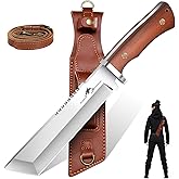 Purple Dragon Japanese Tanto Knife - Fixed Blade Knives with Back-Carry Sheath - Full Tang Knife with Wooden Handle for Camping Outdoor - Christmas Gift for Men and Women