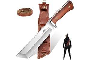 Purple Dragon Japanese Tanto Knife - Fixed Blade Knives with Back-Carry Sheath - Full Tang Knife with Wooden Handle for Camping Outdoor - Christmas Gift for Men and Women