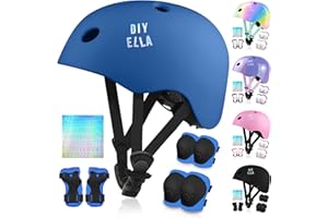 Vvinca Kids Toddlers Bike Helmet Adjustable for Ages 3-5-8 Years, Knee Pads and Elbow Pads Set Wrist Guard Sports Protective Gear Set for Roller Skate Bicycle Skateboard Scooter Girl Boy Birthday Gift