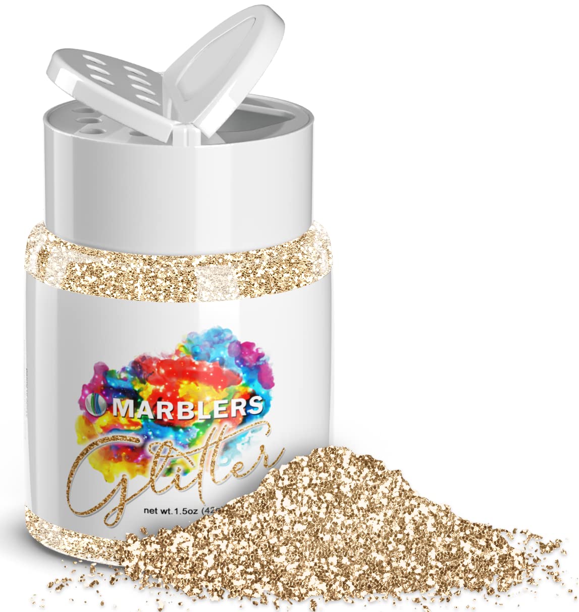MARBLERS Twinkle Glitter [Silk Beige] 1.5oz (42g) | Fine | Non-Toxic, Vegan, Cruelty-Free | Face, Body, Eyeshadow, Hair, Festival, Party Makeup | Nail Art, Polish | Resin, Tumbler, Slime, Craft — image 1